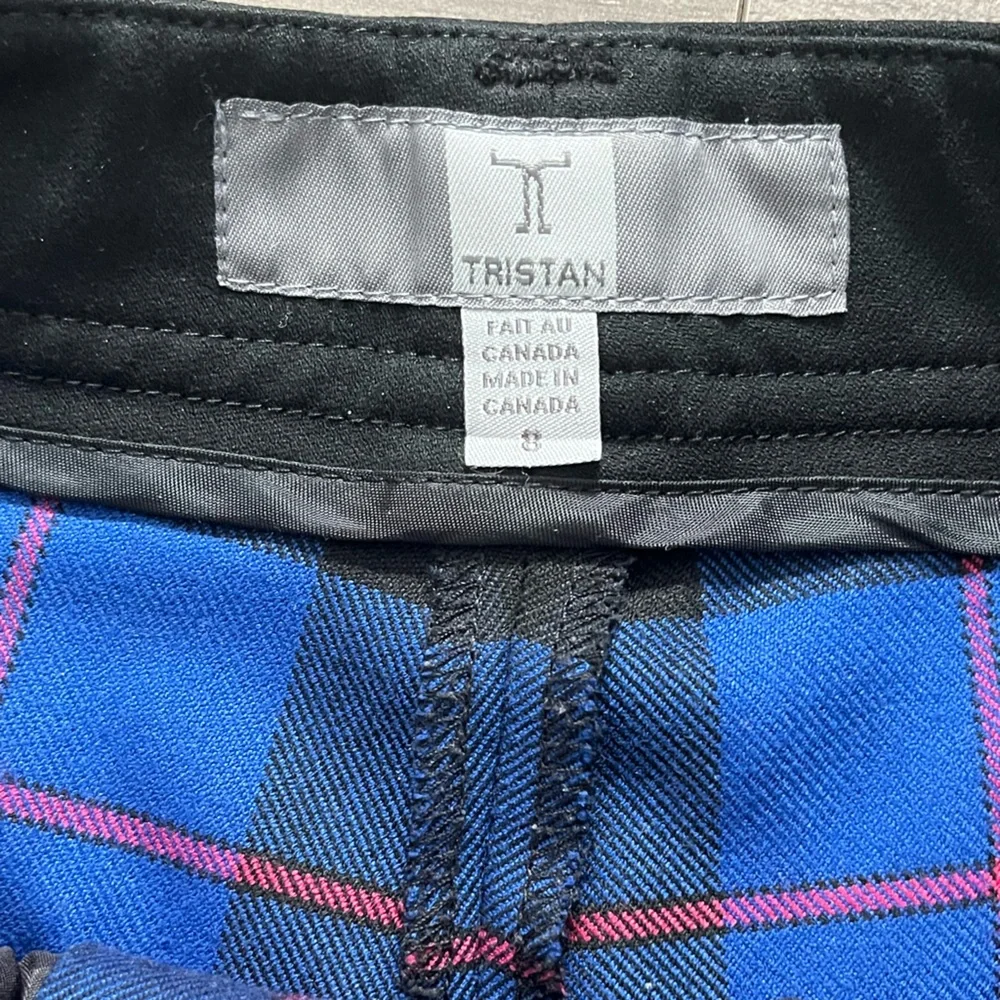 🇨🇦 Y2K Tristan Blue Plaid Pants Low Rise Slim fit Size 9 Emo Alt Punk Indie - Picture 5 of 6